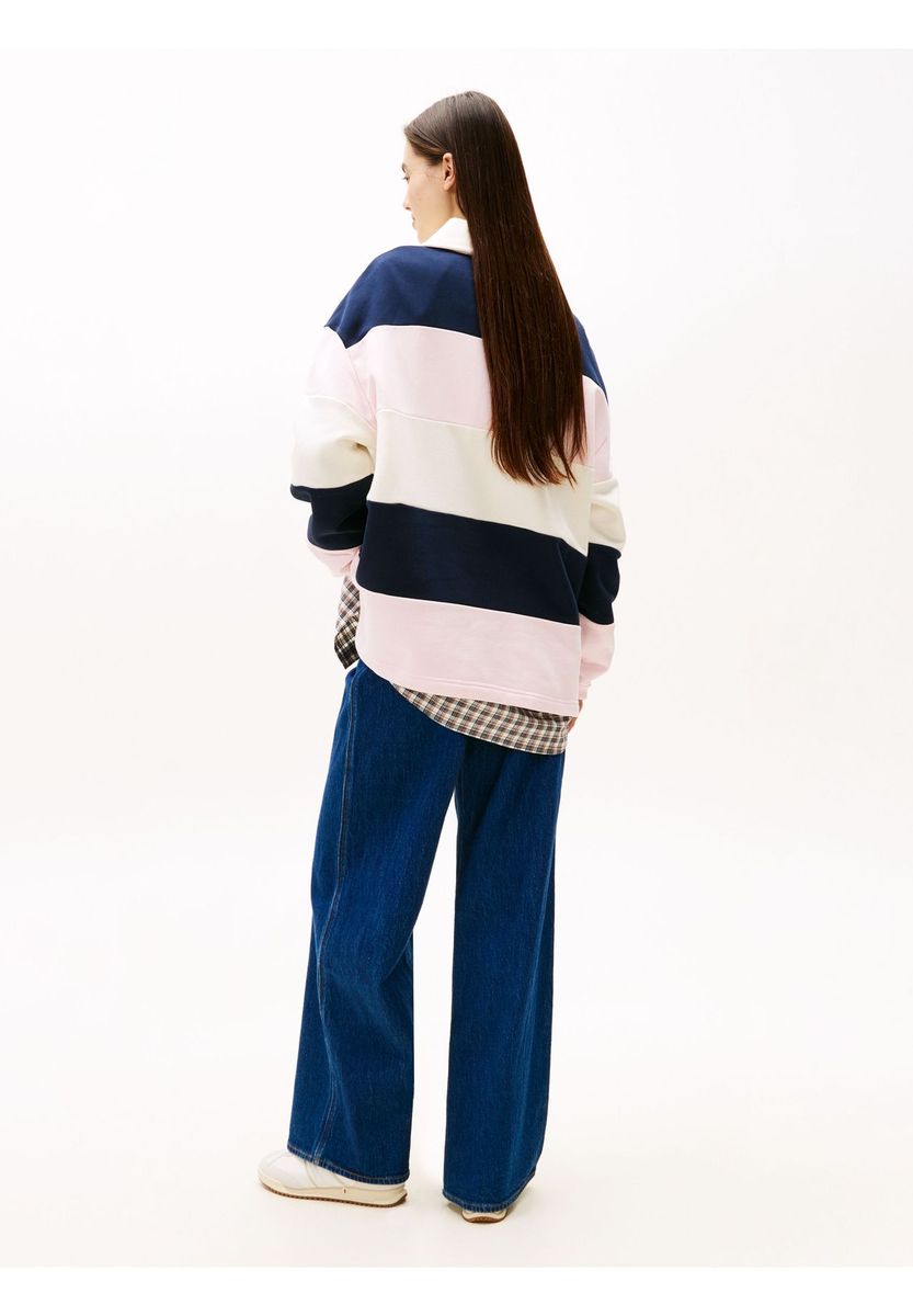 Gestreiftes Langarm-Rugbyshirt