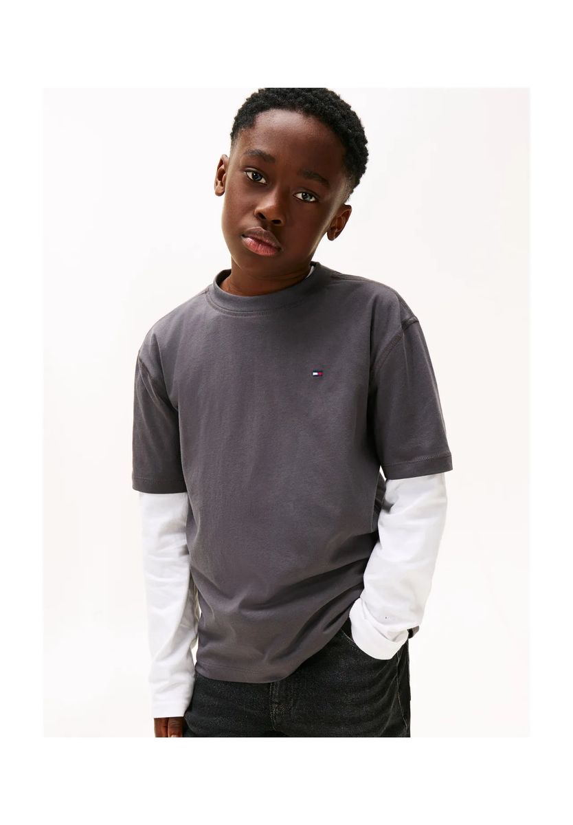 TOMMY HILFIGER T-Shirt, Baumwolle, für Kinder, grau, 164
