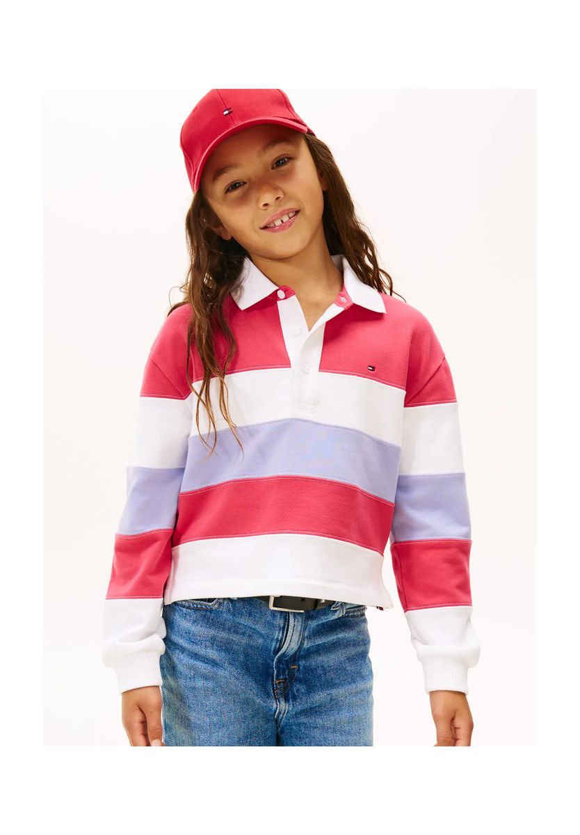 TOMMY HILFIGER Sweatshirt, Polokragen, für Kinder, rot|weiß, 98
