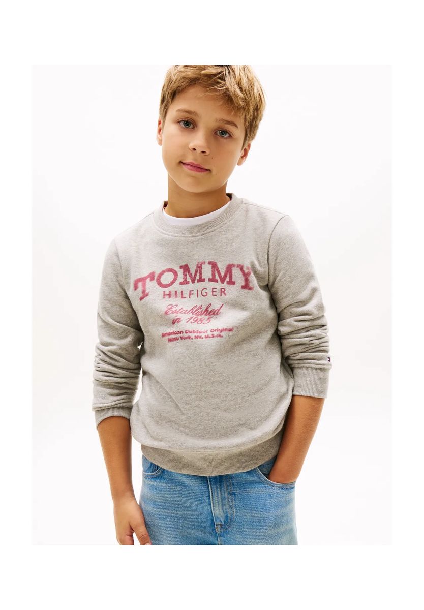 TOMMY HILFIGER Sweatshirt, Rippbündchen, für Kinder, grau, 98