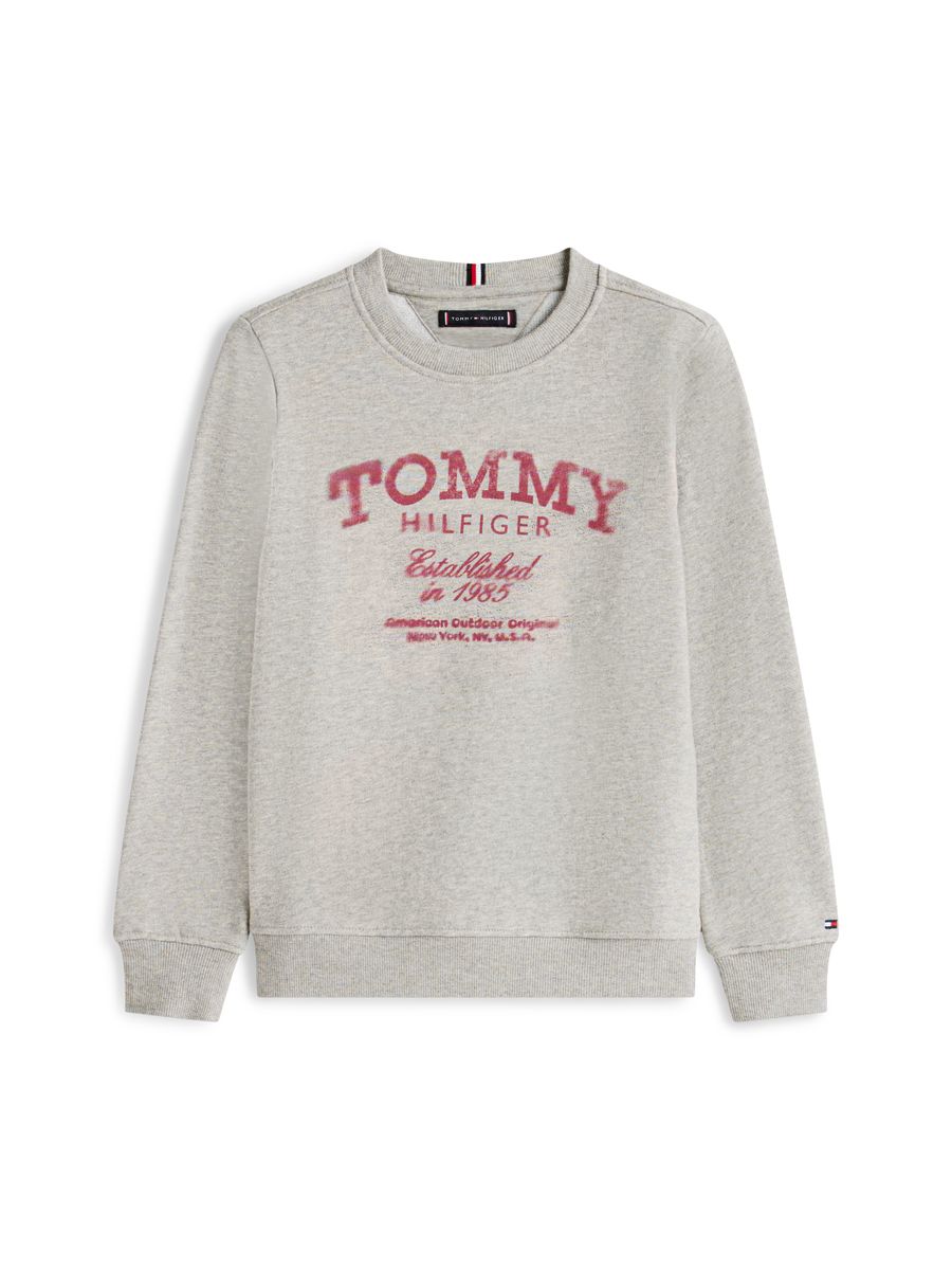 TOMMY HILFIGER Sweatshirt, Rippbündchen, für Kinder, grau, 98