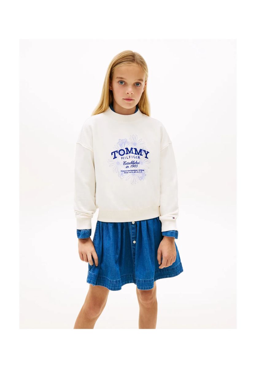 TOMMY HILFIGER Sweatshirt, Rippbündchen, für Kinder, weiß, 98