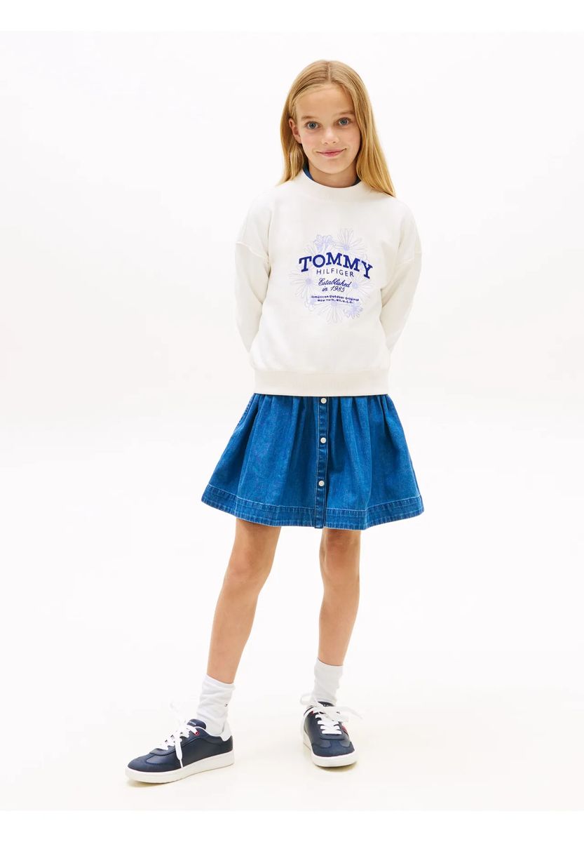 TOMMY HILFIGER Sweatshirt, Rippbündchen, für Kinder, weiß, 98