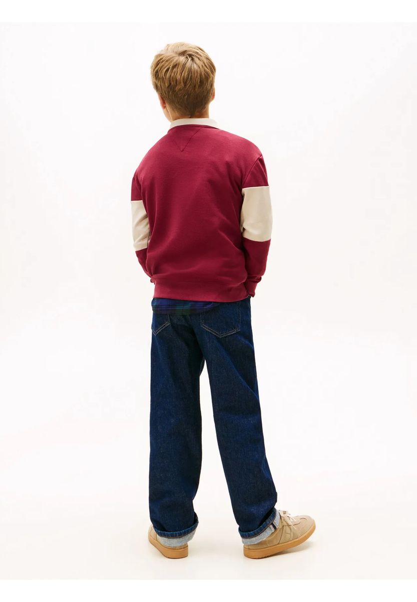3381 Langarmshirt, Polokragen, für Kinder, beige|rot, 176