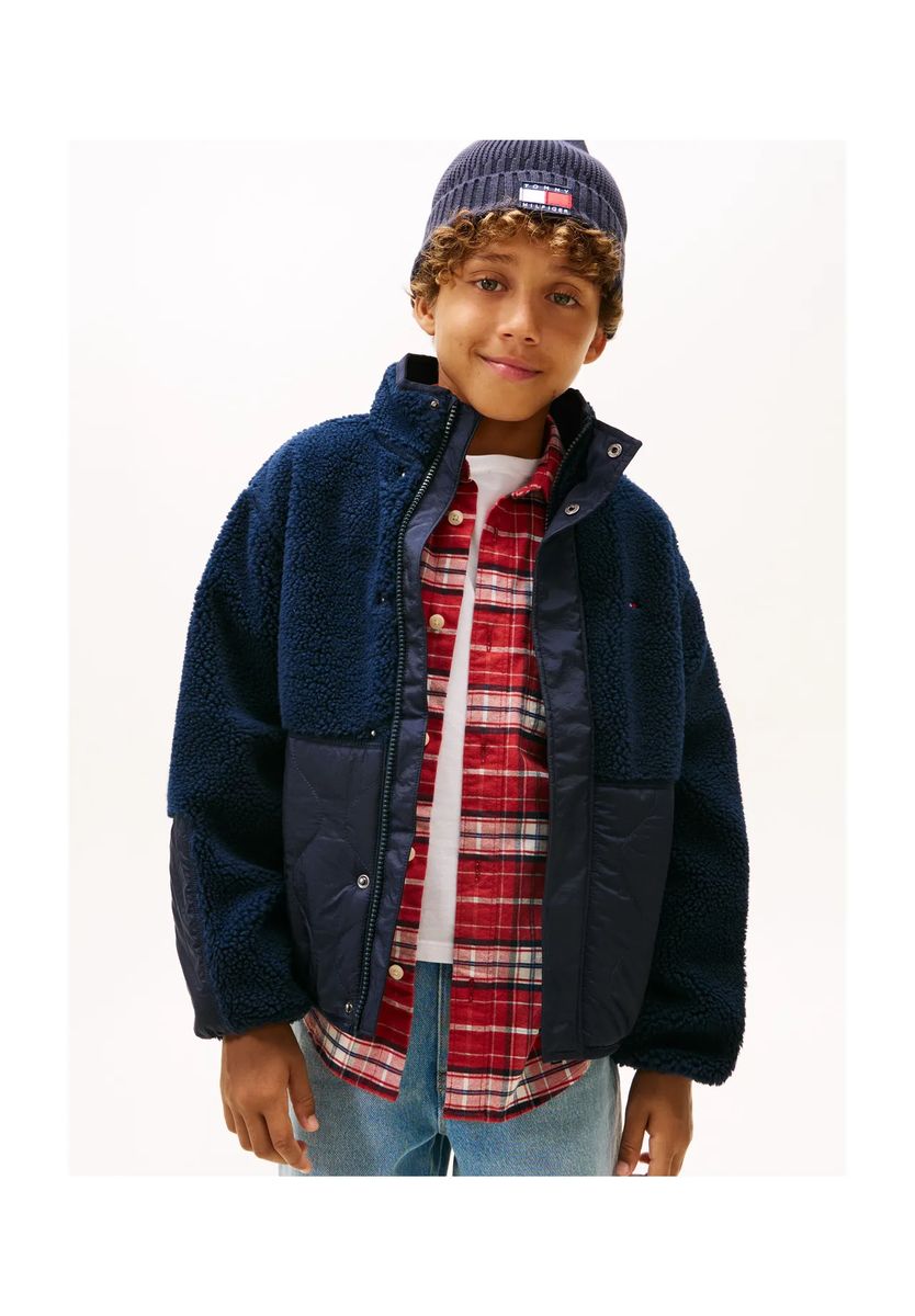 TOMMY HILFIGER Fleecejacke, Stehkragen für Damen, blau, 164