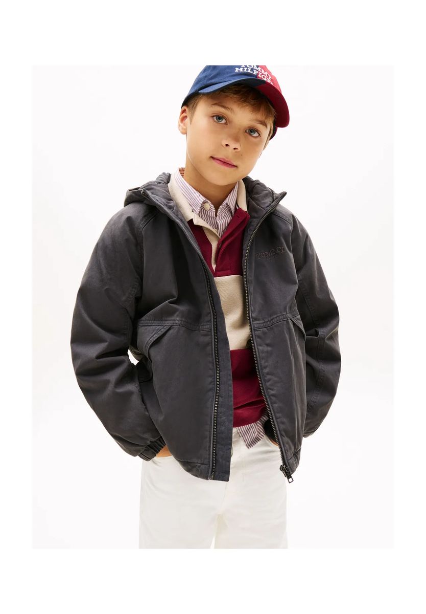 TOMMY HILFIGER Übergangsjacke, Kapuze, für Kinder, grau, 98
