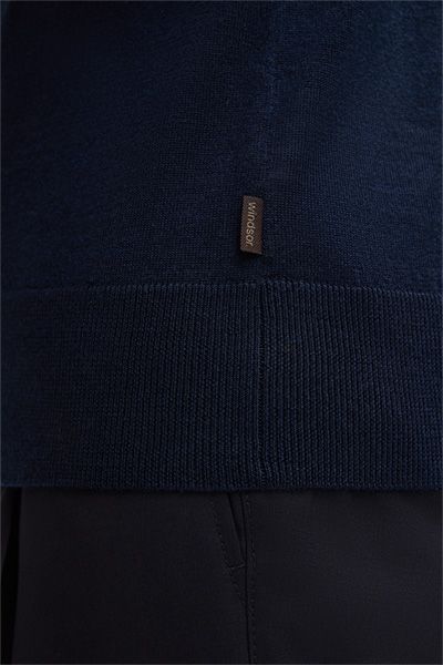 Windsor Nando marineblauer Woll-Kaschmir-Rollkragenpullover Slim Fit