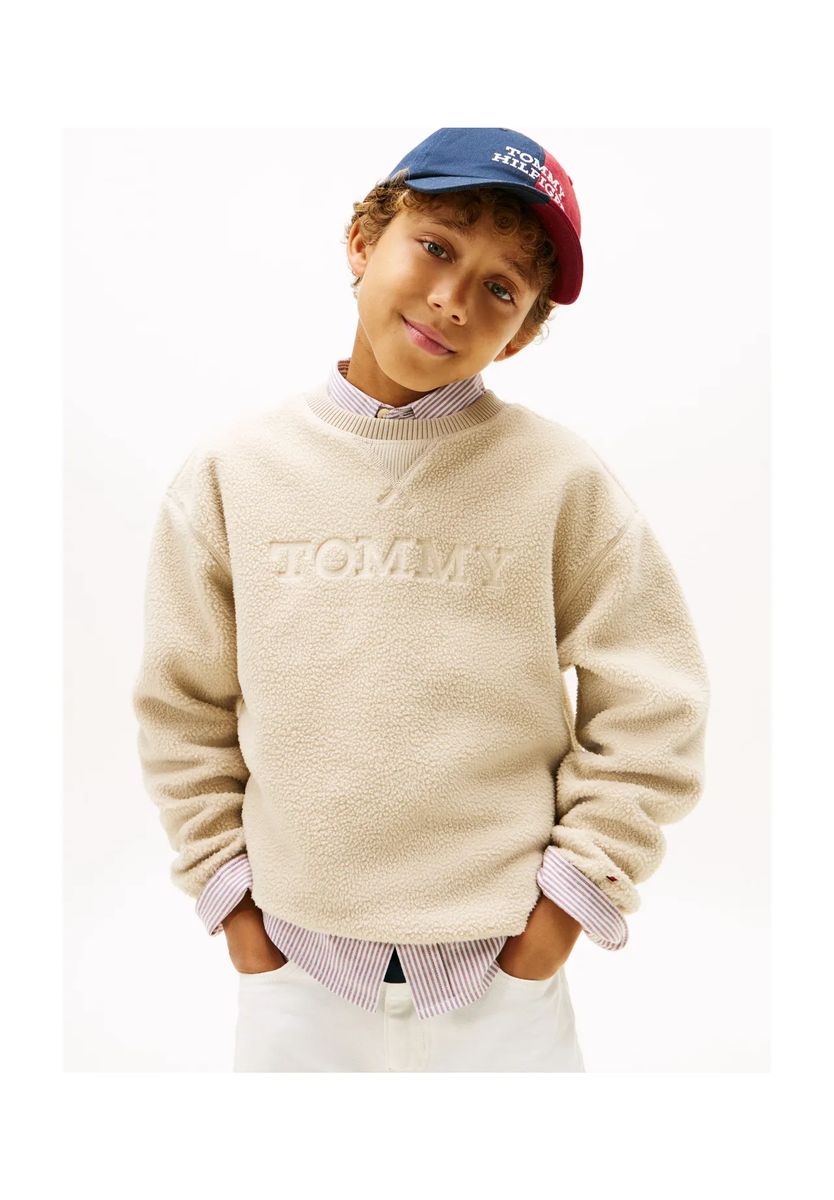TOMMY HILFIGER Sweatshirt, Rundhalsausschnitt, für Kinder, beige, 176