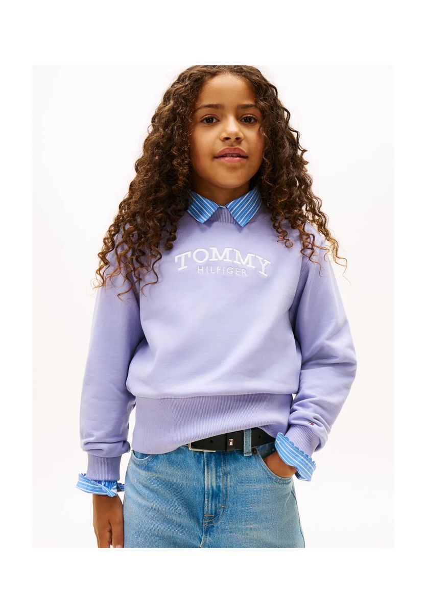 TOMMY HILFIGER Sweatshirt, Rippbündchen, für Kinder, blau, 164