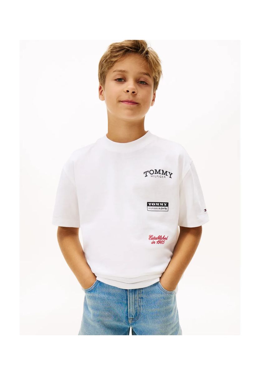 TOMMY HILFIGER T-Shirt, Baumwolle, für Kinder, weiß, 164