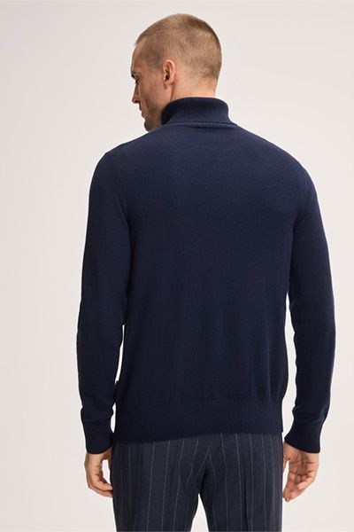 Cashmere Rollkragenpullover Cashmono in Marineblau, feines Strickdesign