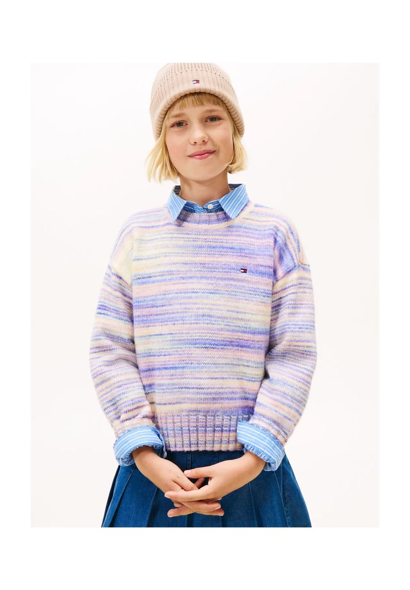 TOMMY HILFIGER Sweatshirt, Rippbündchen, für Kinder, blau, 104