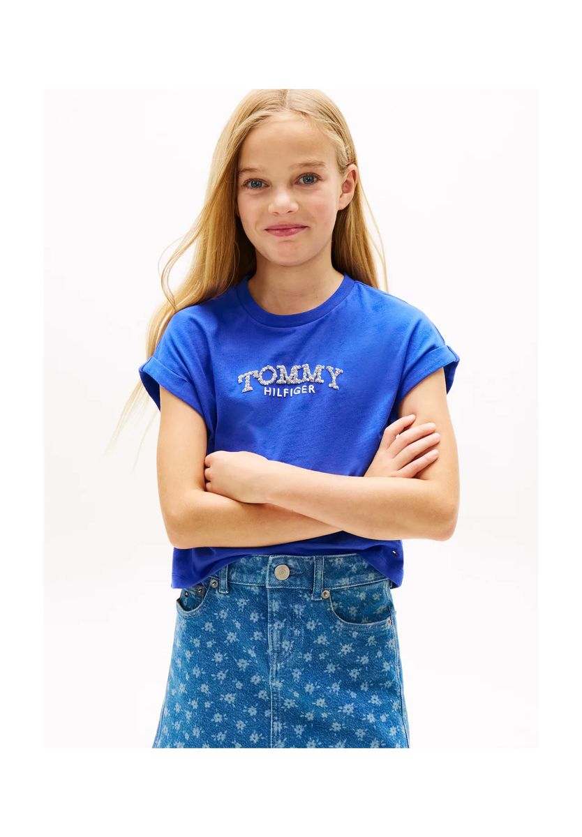 TOMMY HILFIGER T-Shirt, Baumwolle, für Kinder, blau, 164