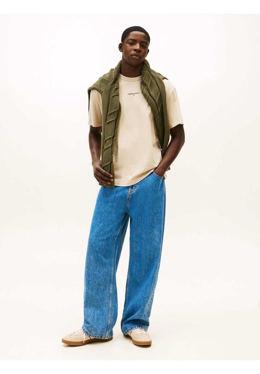 TOMMY Jeans TJM RLX LINEAR LOGO, ABY GULF SAND, XL, rot, XXL