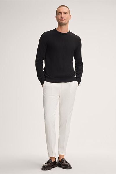 Windsor Cashmono Schwarzer Kaschmirpullover Klassischer Rundhals-Jumper