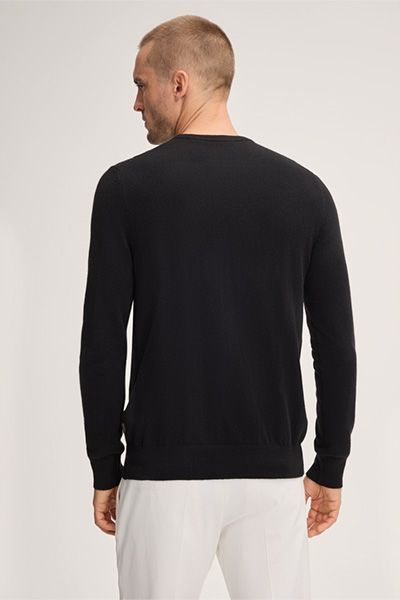 Windsor Cashmono Schwarzer Kaschmirpullover Klassischer Rundhals-Jumper