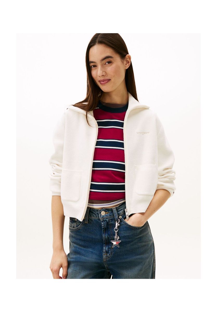 Lässige Crop Zip-Up Sweatshirt Jacke
