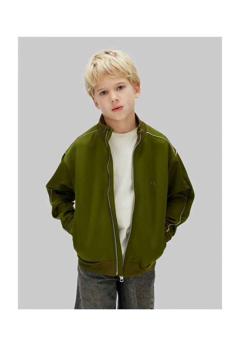 Calvin Klein Sweatjacke, Stehkragen, für Kinder, grün, 176