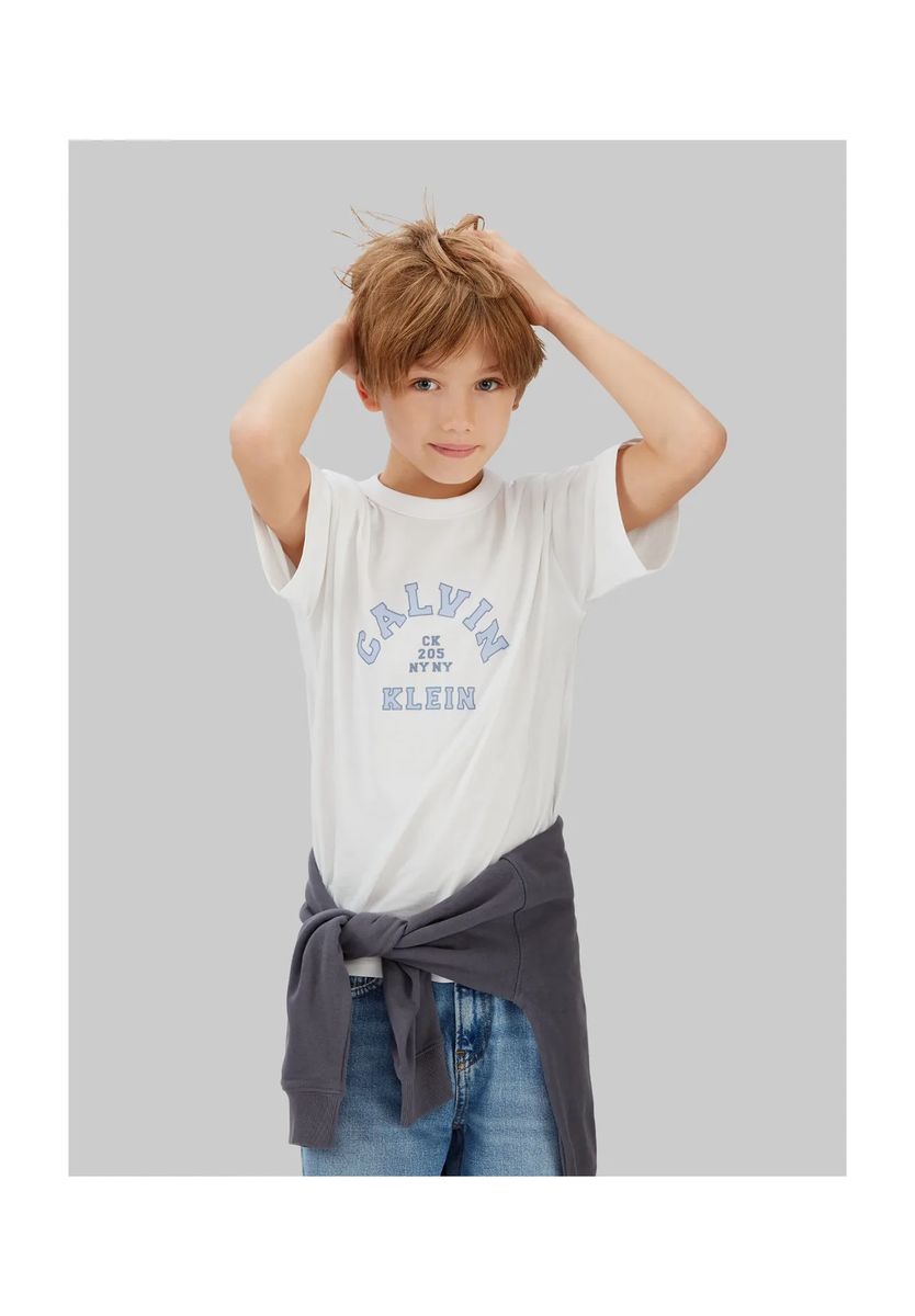 Calvin Klein T-Shirt, Baumwolle, für Kinder, weiß, 176