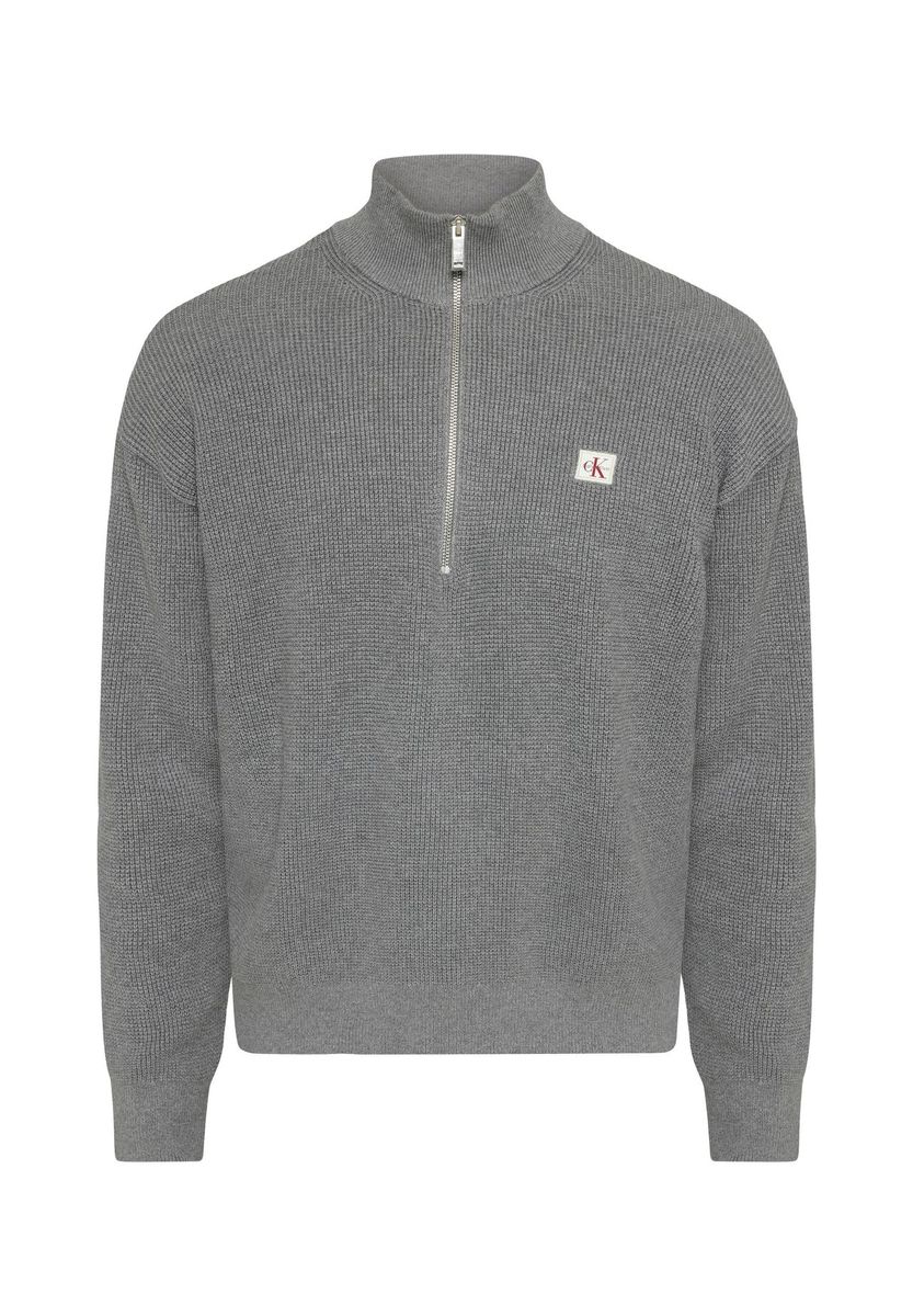 Calvin Klein Jeans Sweatshirt, Troyerkragen, für Herren, grau, L