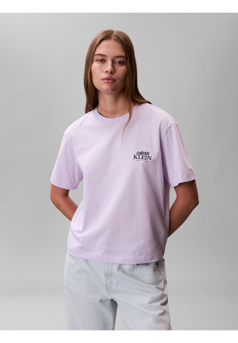 Boxy Baumwoll T-Shirt mit Grafik