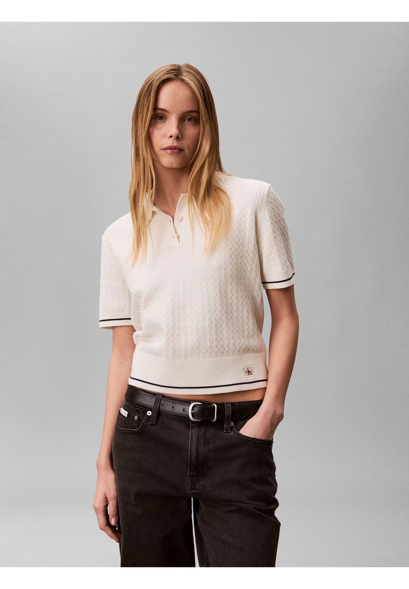 Kurzärmliges Poloshirt aus strukturiertem Strick