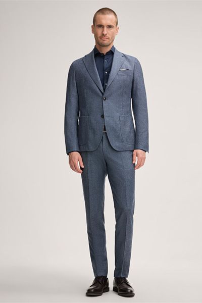 Windsor Lano Marineblaues Baumwollmischhemd Moderner Shaped Fit