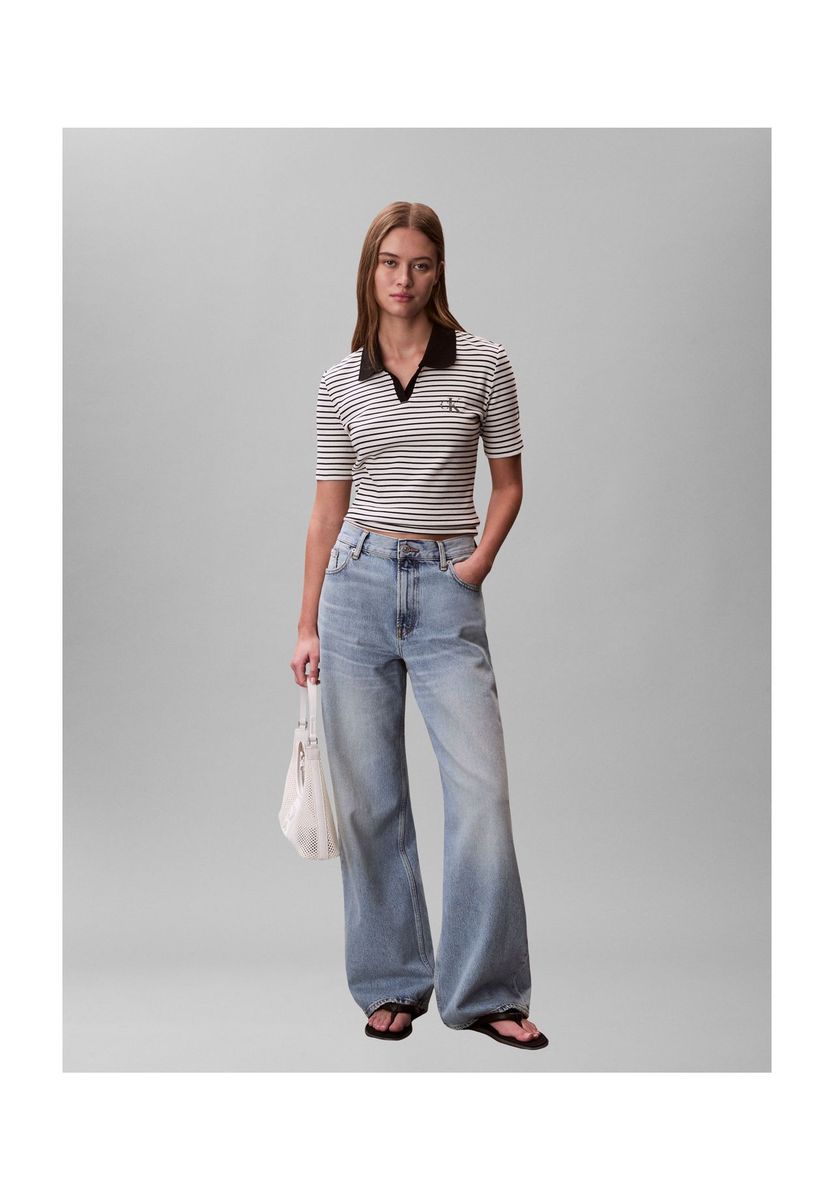 Gestreiftes, figurbetontes Poloshirt