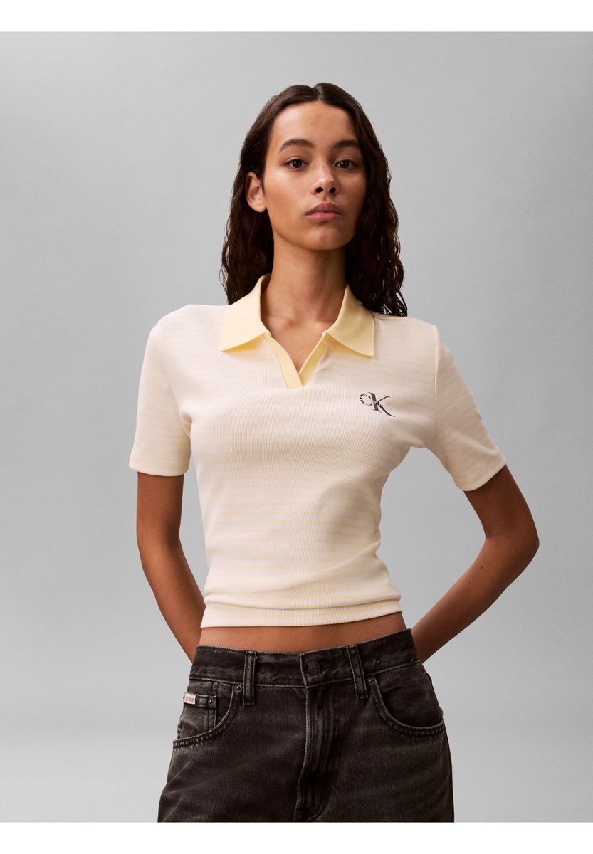 Figurbetontes Rippstrick-Poloshirt