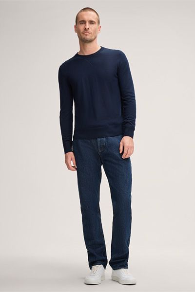 Marc O'Polo Nando Marineblauer Rundhals Kaschmir-Mischpullover