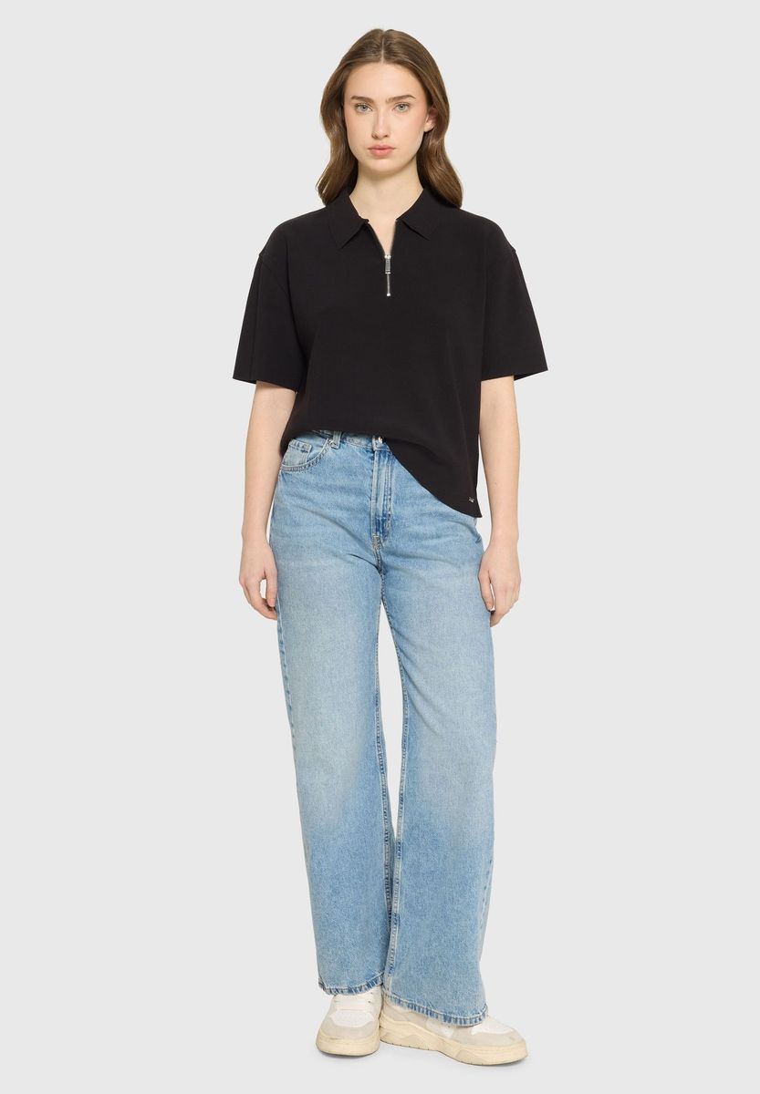 Calvin Klein T-Shirt, Reißverschluss, für Damen, schwarz, S