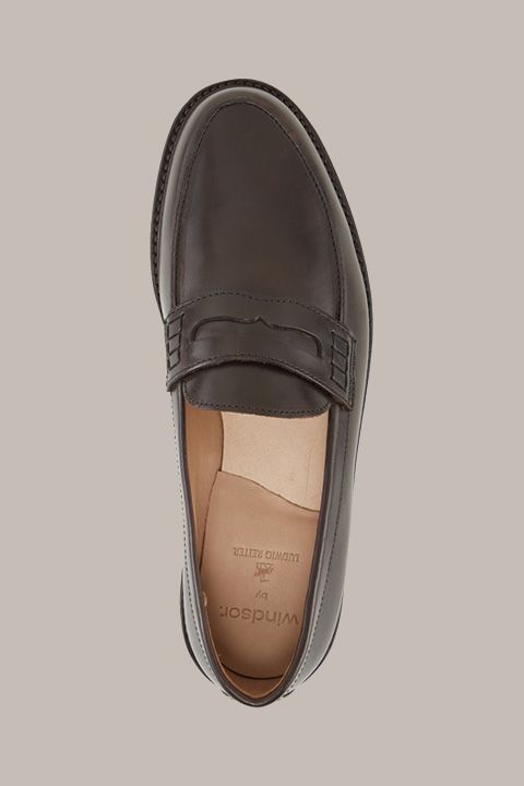 Windsor by Ludwig Reiter Braune Leder Penny Loafers mit Profilsohle