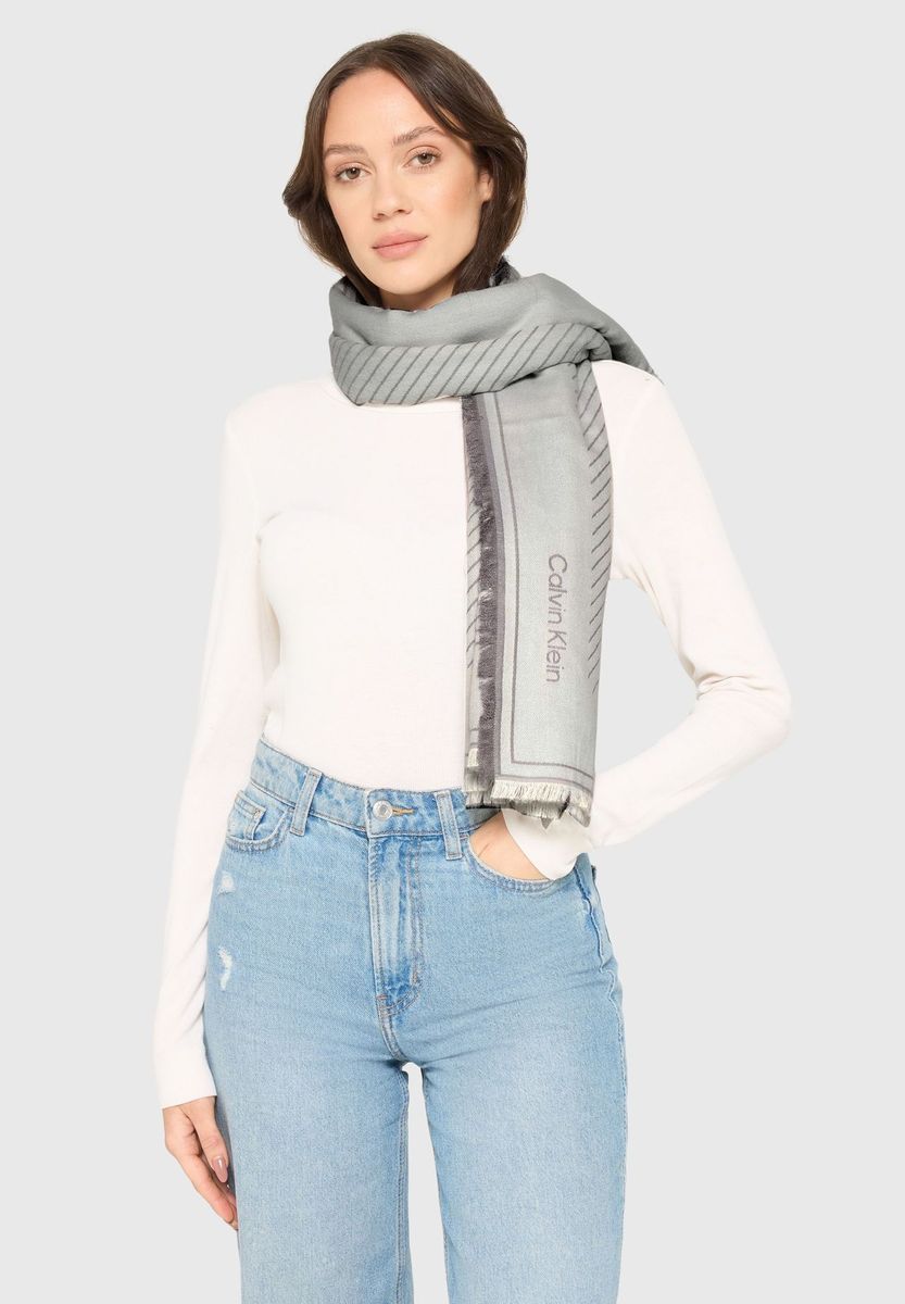 Calvin Klein Schaltuch, Fransen, für Damen, weiß, 99