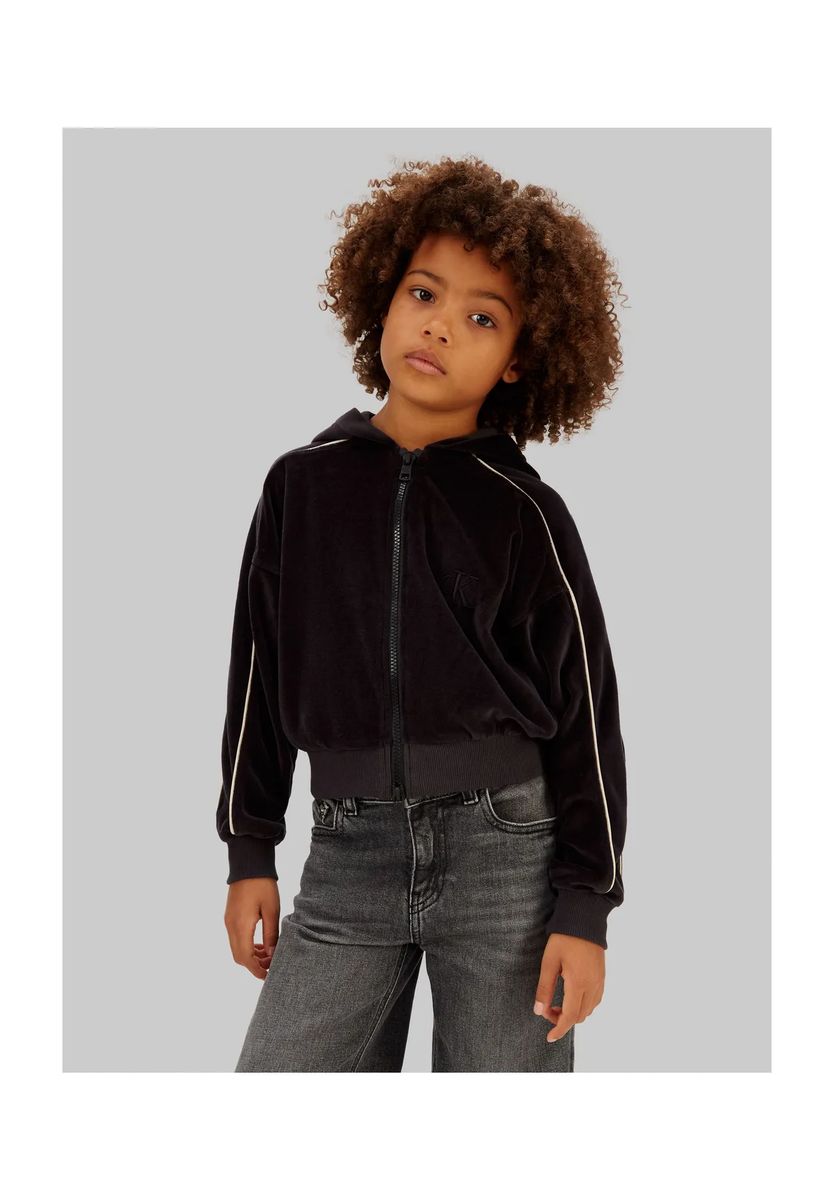 Calvin Klein Sweatjacke, Rippbündchen, für Kinder, schwarz, 176