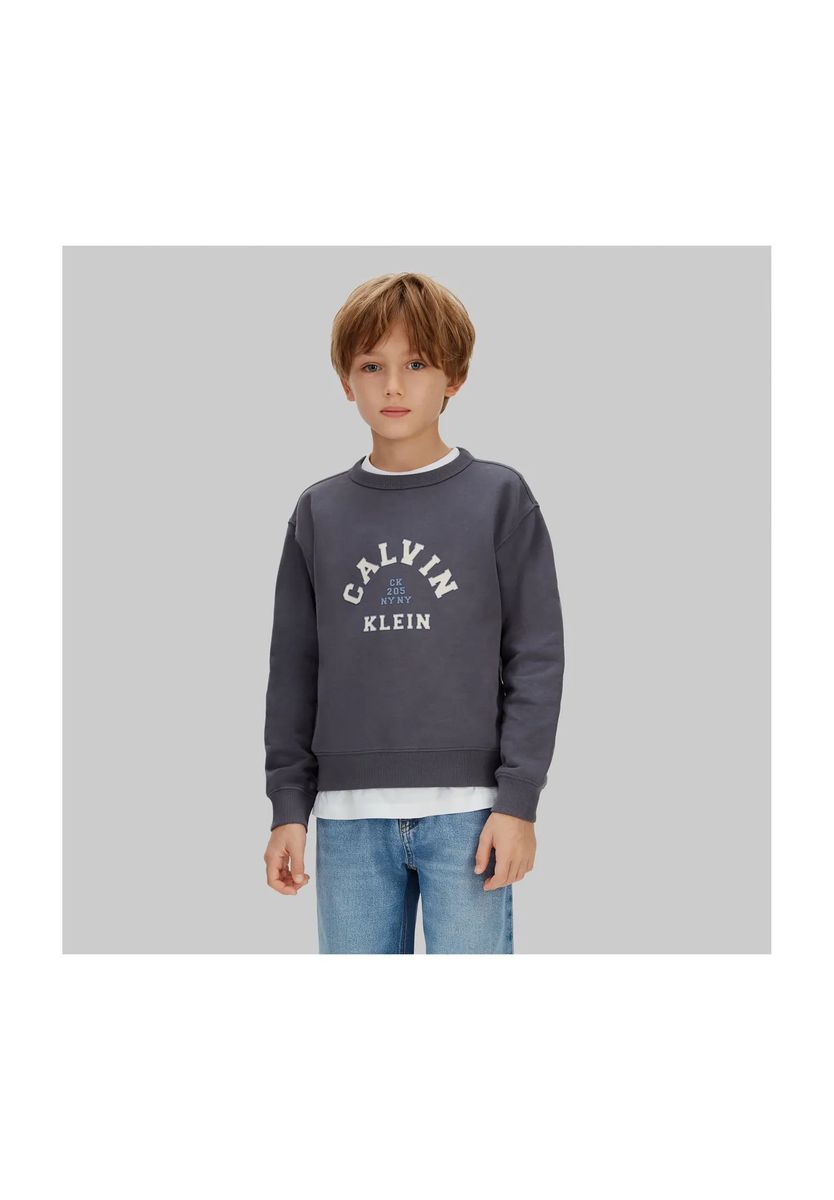 Calvin Klein Sweatshirt, Baumwolle, für Kinder, grau, 152