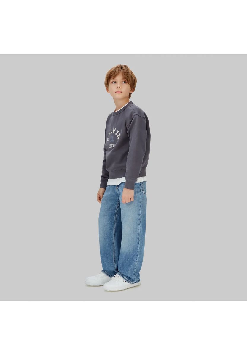 Calvin Klein Sweatshirt, Baumwolle, für Kinder, grau, 152