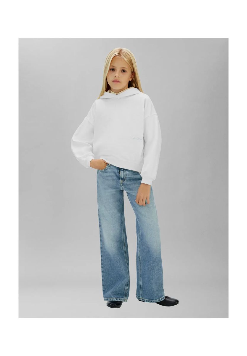 Calvin Klein Hoodie, Baumwolle, für Kinder, weiß, 164