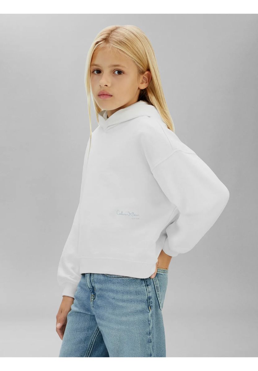 Calvin Klein Hoodie, Baumwolle, für Kinder, weiß, 164