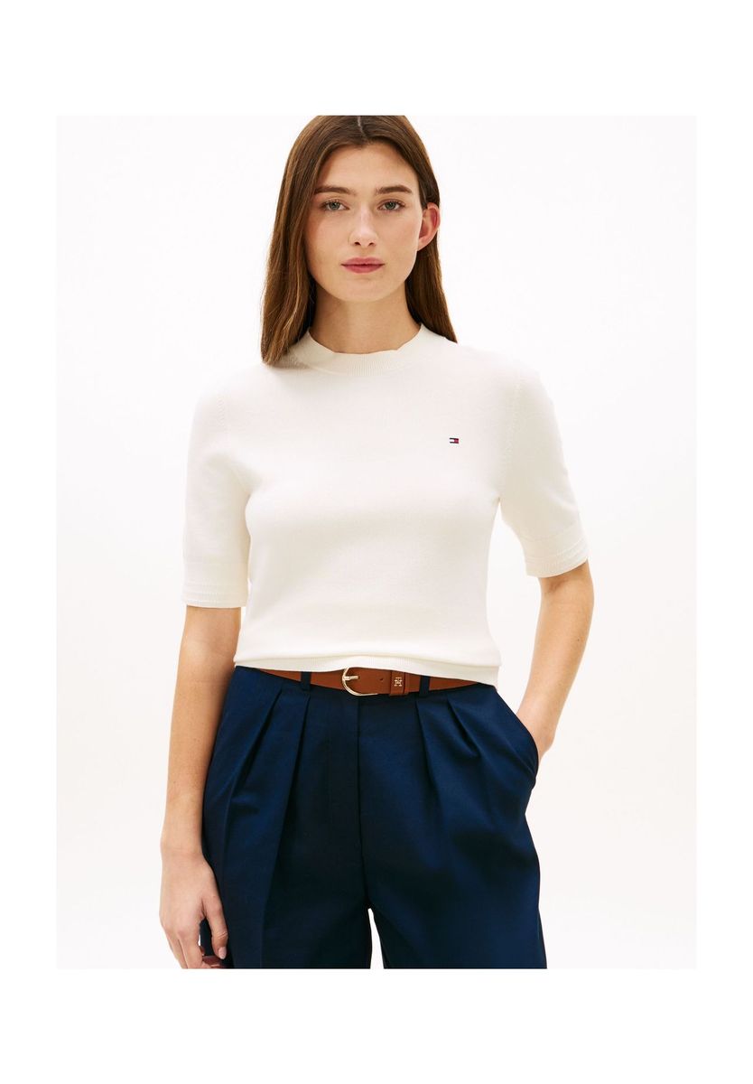 Kurzärmeliges Rippstrick-Top