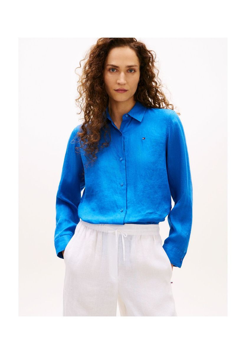 Lässige Leinenbluse mit Knopfleiste