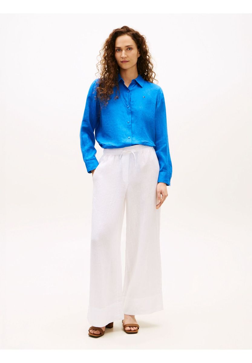 Lässige Leinenbluse mit Knopfleiste