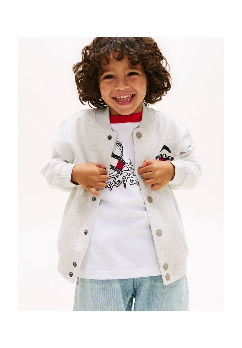 Jungen Hellgraue Jacke mit Druckknöpfen