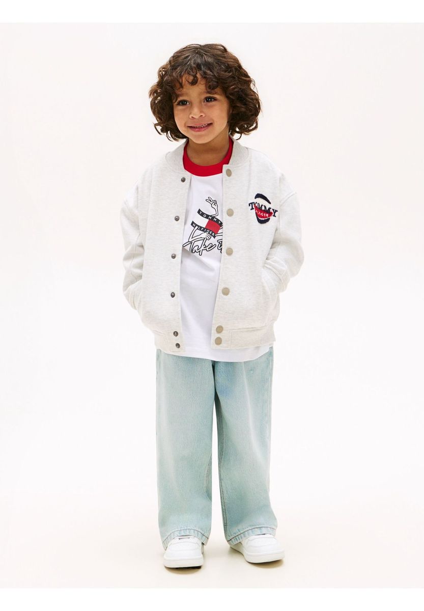 Jungen Hellgraue Jacke mit Druckknöpfen