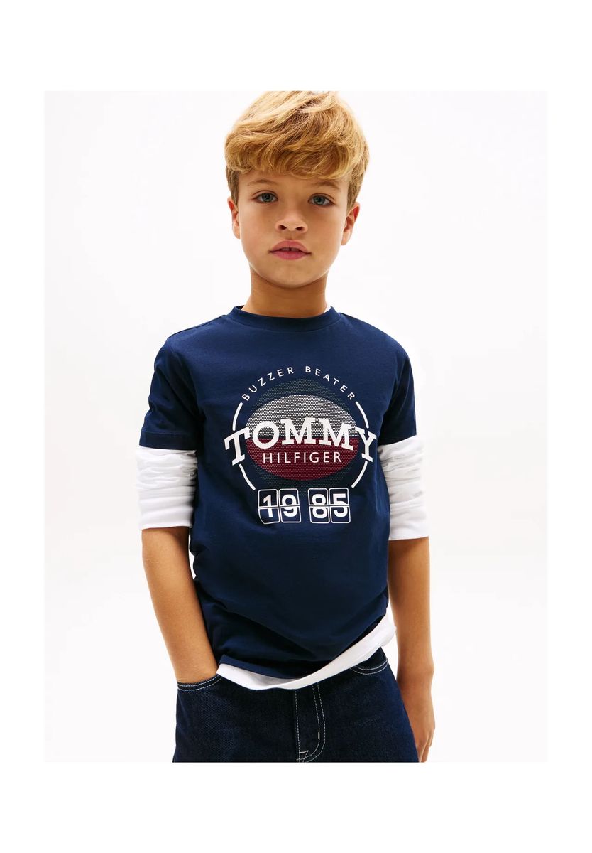 TOMMY HILFIGER T-Shirt, Baumwolle, für Kinder, blau, 152