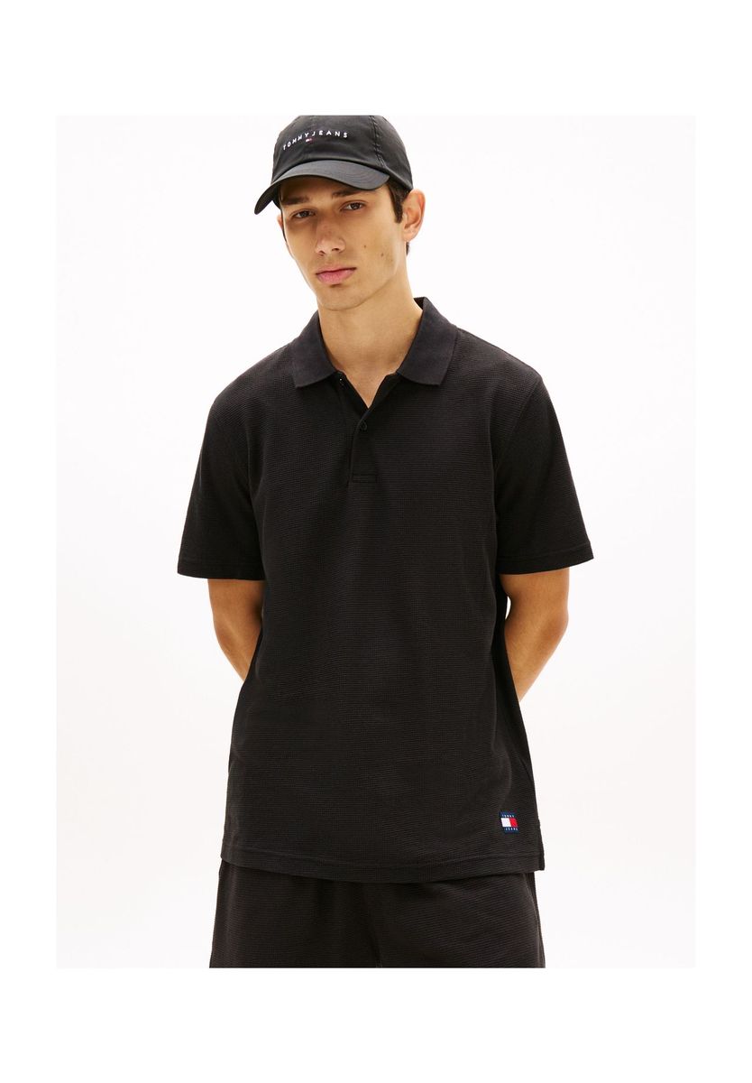 Regular geschnittenes Waffel-Piqué-Poloshirt