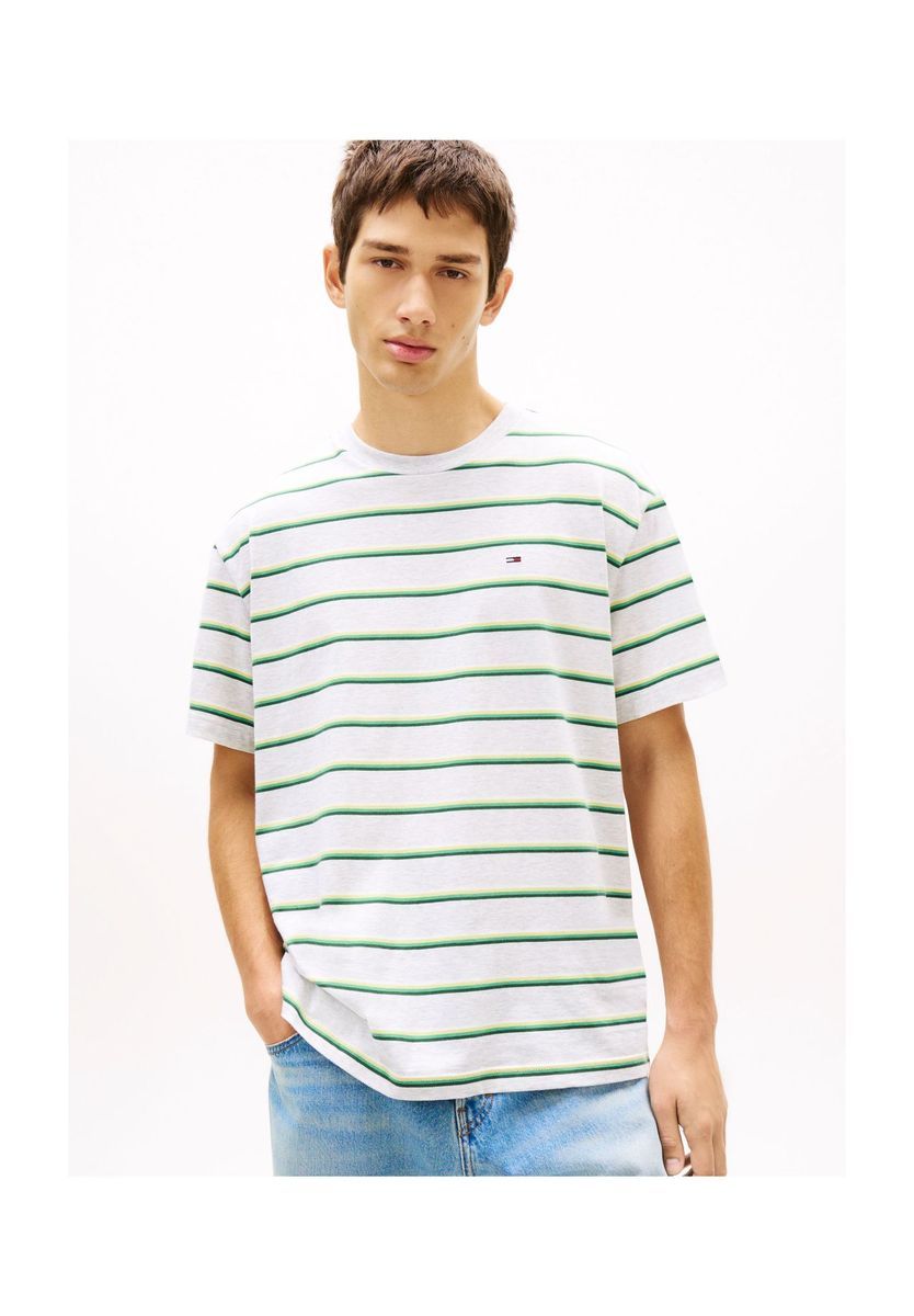 Gestreiftes Baumwoll-T-Shirt mit lockerer Passform