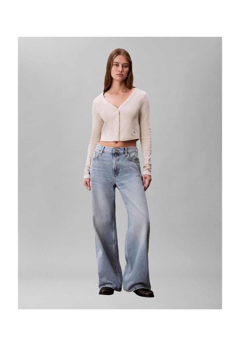 Kurze gerippte Strickjacke