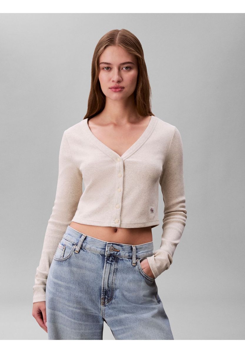 Kurze gerippte Strickjacke