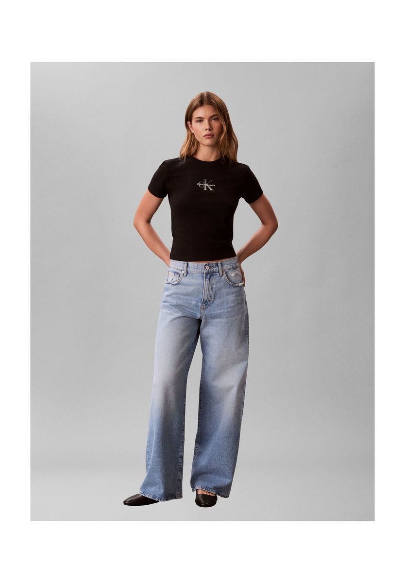 Kurzes T-Shirt mit Logo-Grafik