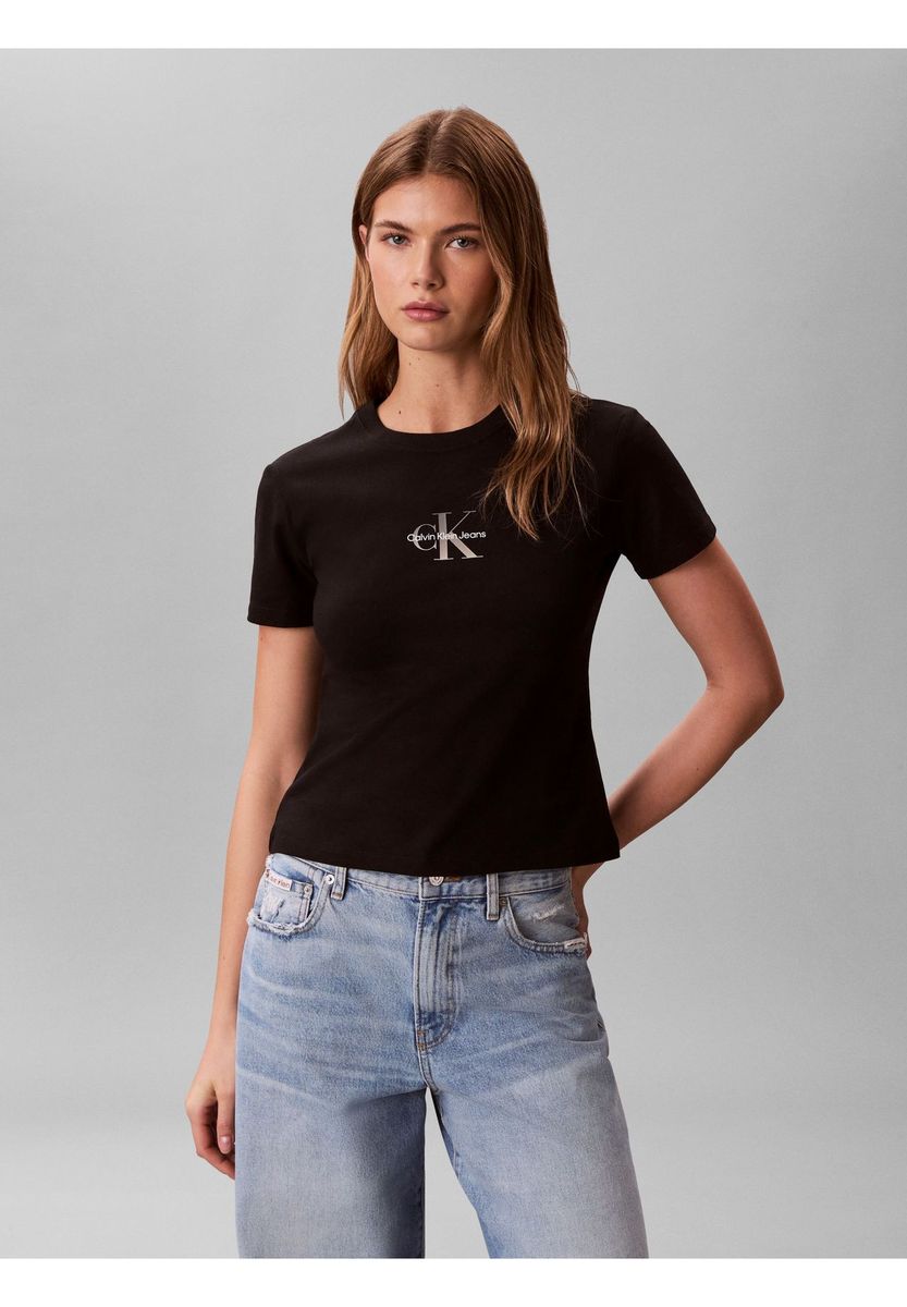 Kurzes T-Shirt mit Logo-Grafik